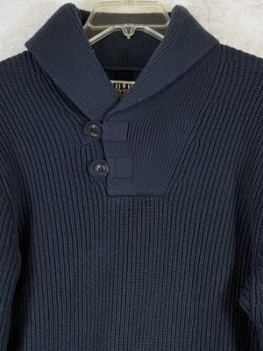 Duluth Trading Company Sweater Mens Medium Brigadier Shawl Neck Navy Blue Cotton